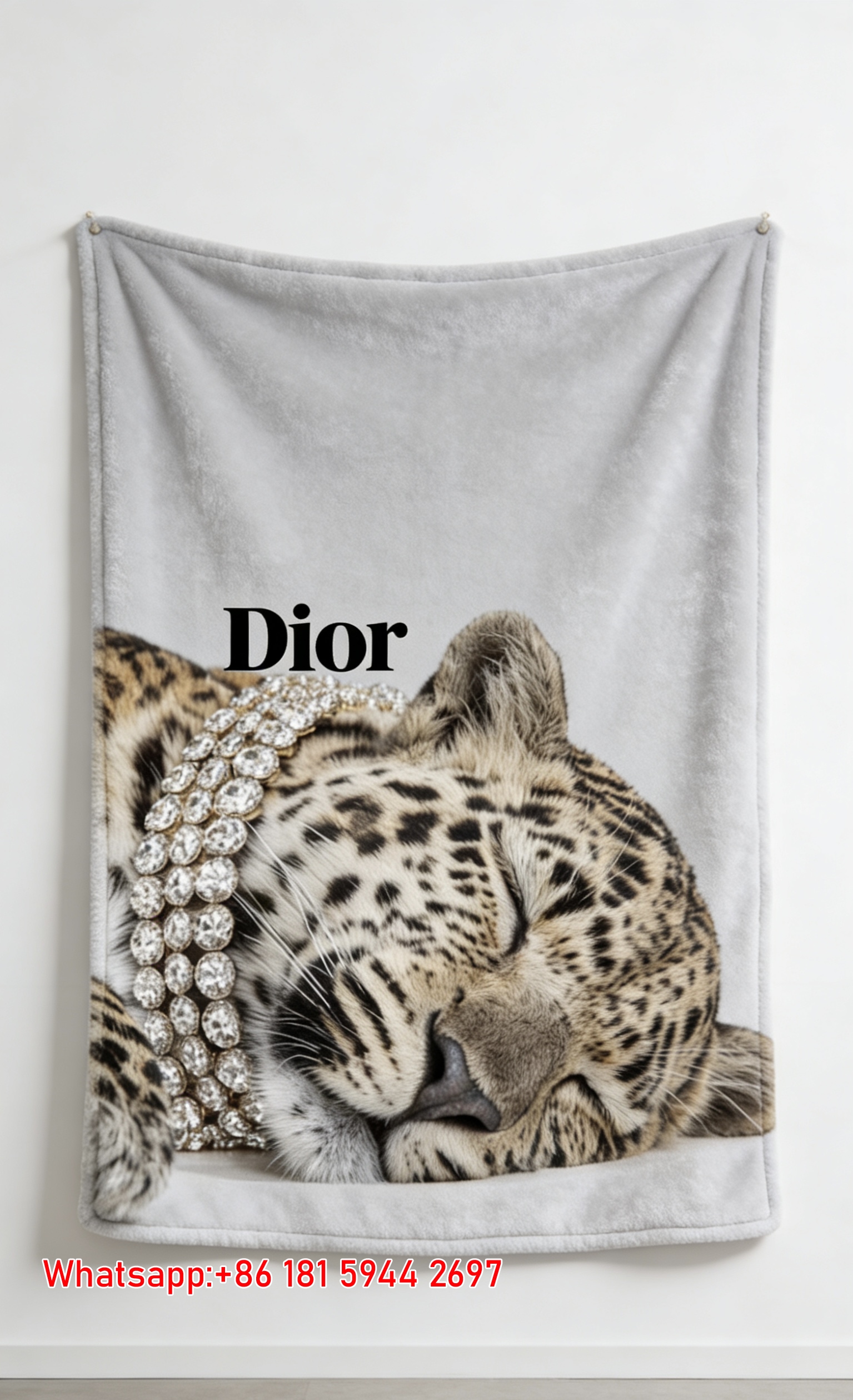 Dior Leopard Print Flannel Throw Blanket D144